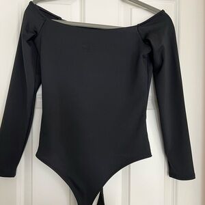 Express Black Long Sleeve Off the Shoulder Body Suit